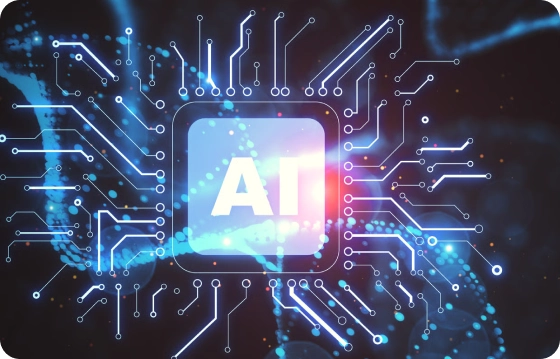 Abstract AI chip illustration representing AI call intelligence