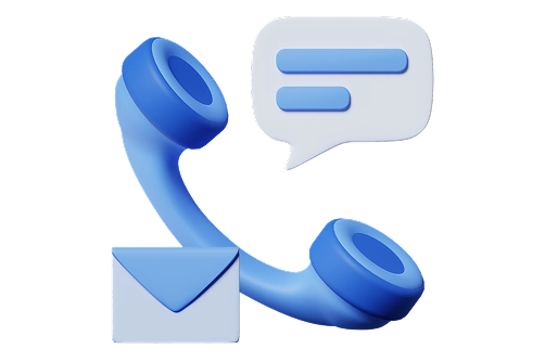 Illustration of a phone handset and a chat bubble representing voice calls
