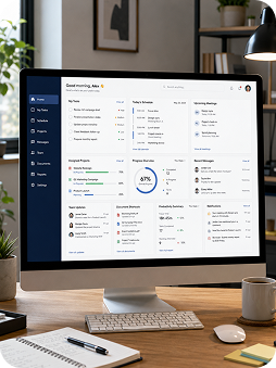 Team member view showing channel updates and task ownership