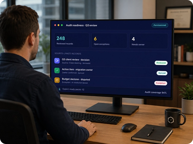 Audit readiness dashboard reviewed on a workstation