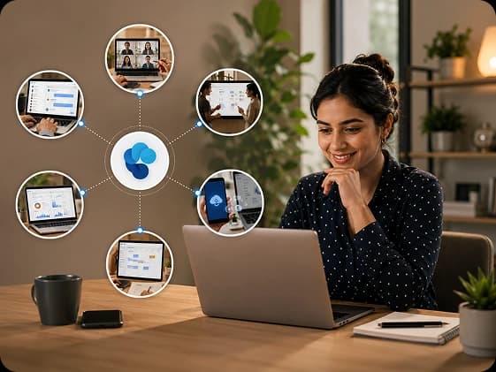 Customer support agent working across connected devices