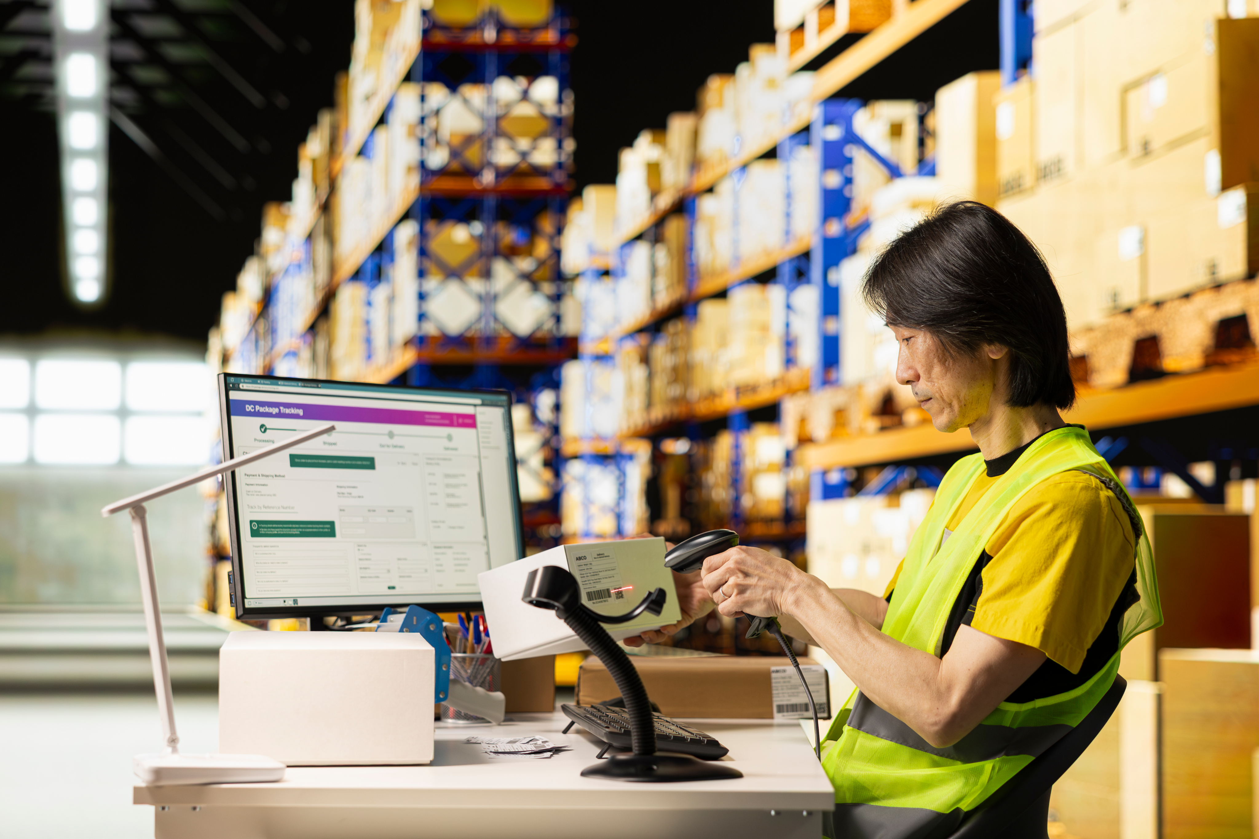 Data Inventory UI with warehouse background