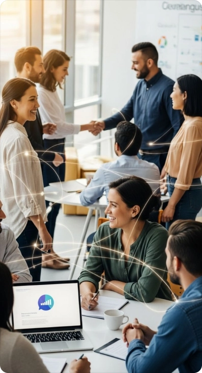 Team collaborating in a governed workspace